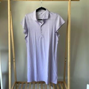 Renwick polo dress, lavender & white stripes, size M